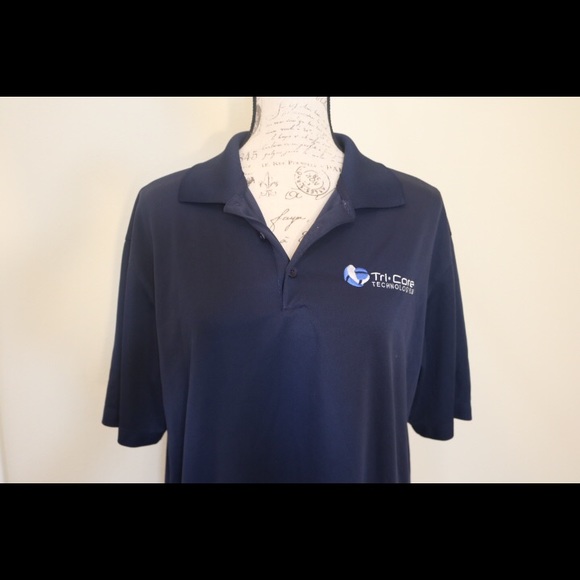 Nike Golf Dri-Fit Tri Core Collar button Top navy - Picture 2 of 6